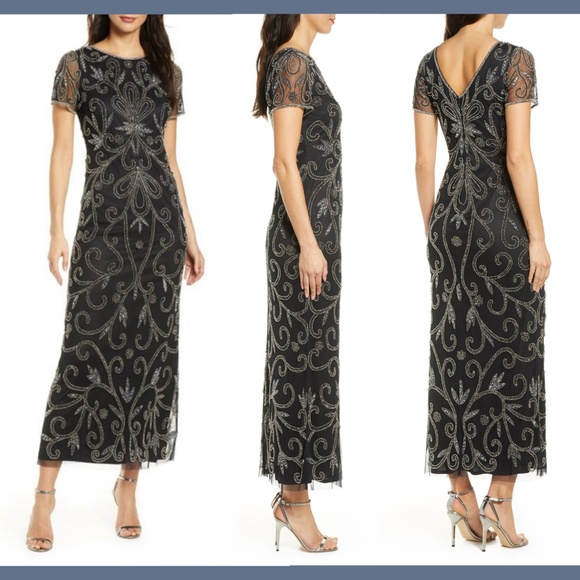 NEW Pisarro Nights Beaded Illusion A-Line‎ Gown 4